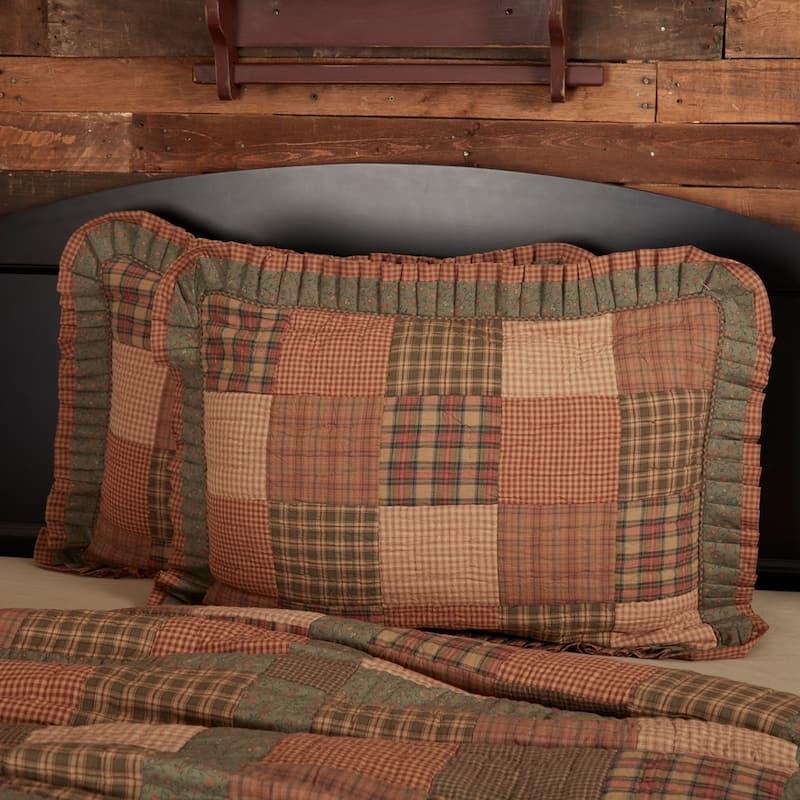 Green Primitive Bedding VHC Crosswoods Sham Cotton Patchwork - Standard
