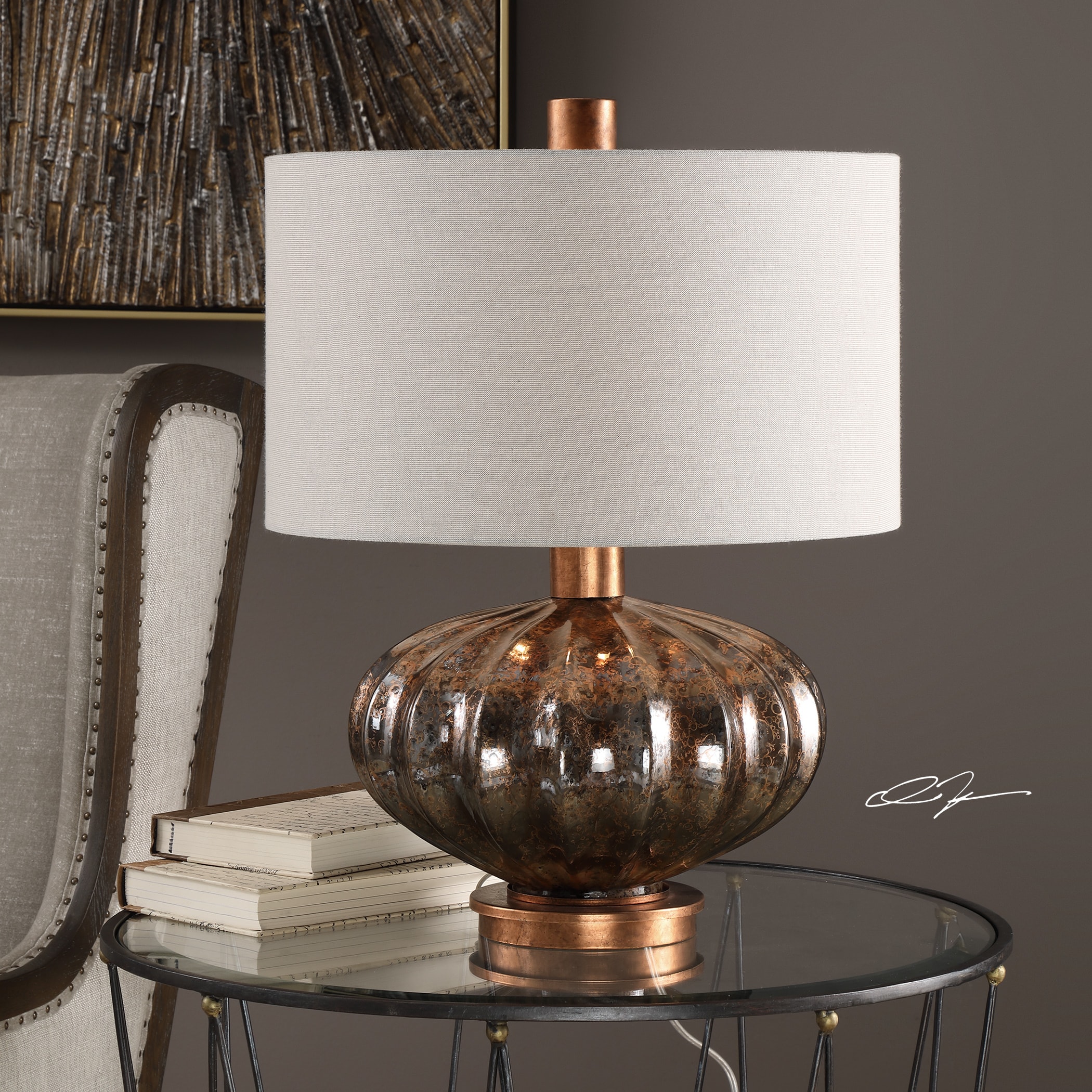 Uttermost Dragley Bronze Gl And Metal Table Lamp Uttermost Dragley Bronze Gl And Metal Table Lamp