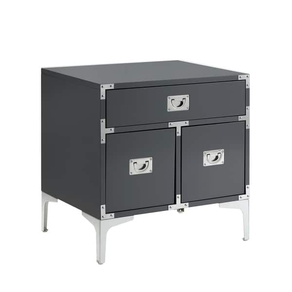 Shop Joliet Wood Lacquer Chrome Table Accent Table Nightstand 3 Drawers Overstock 19433626