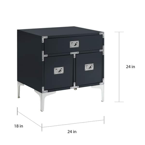 Joliet Wood Lacquer Chrome Storage Accent Table Nightstand Bed Bath