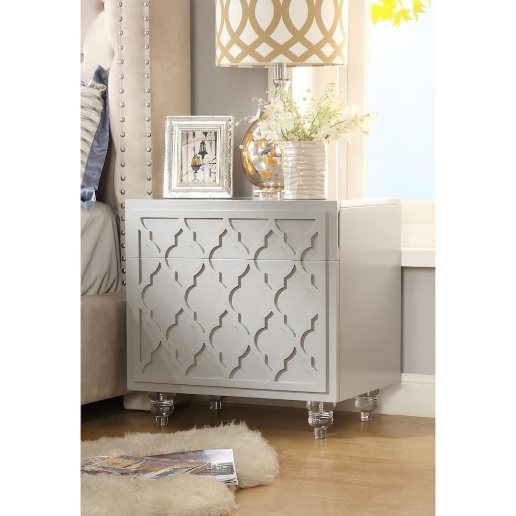 Cara Modern Wood Trellis Lacquer 1-drawer Accent Table Nightstand