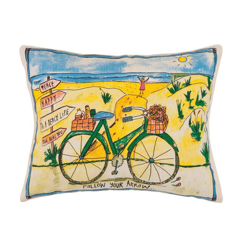 Beach Day Bike Printed Pillow