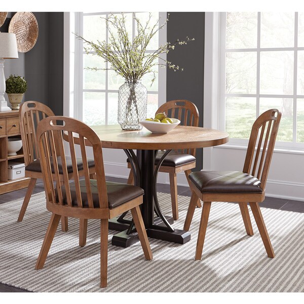 Shop Belcher Dark Coffee Mahogany 5piece Round Table Dining Set Free Shipping Today