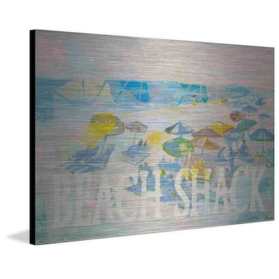 'Beach Shack Umbrellas' Painting Print on Brushed Aluminum