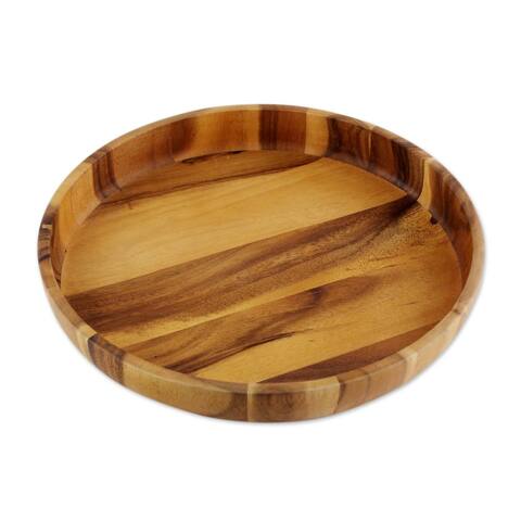 Handmade Harmonious Nature Wood Serving Bowl (Thailand) - 2.4" H x 14" D