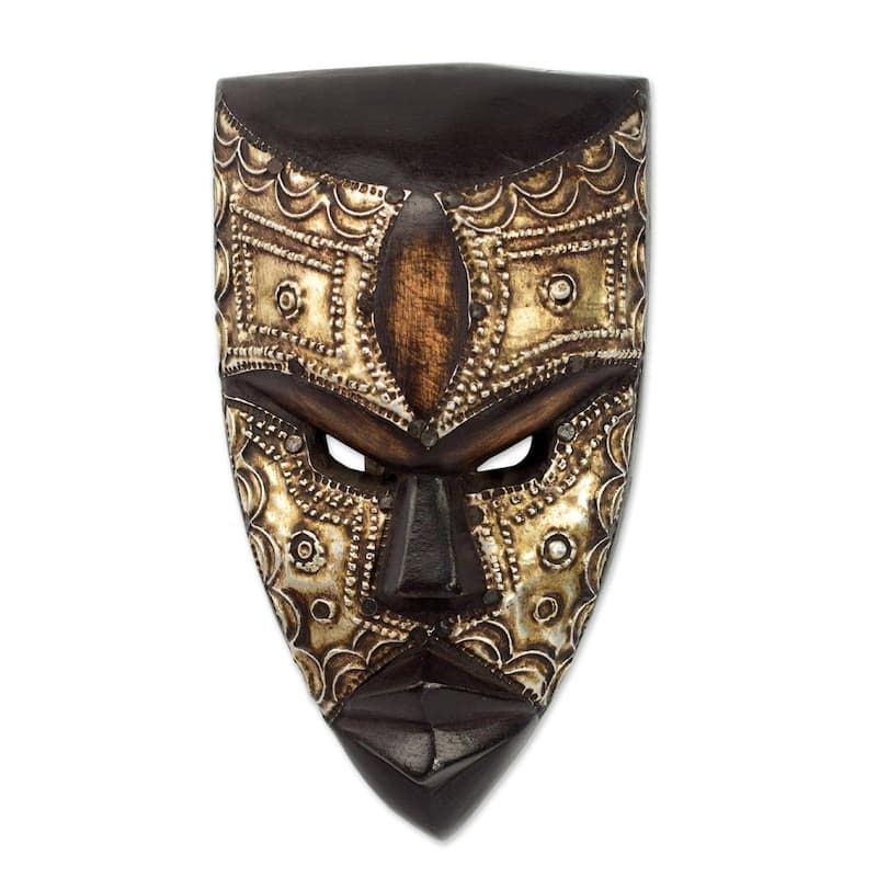 Handmade Mbara Hunter Wood Mask (Ghana) - Brown