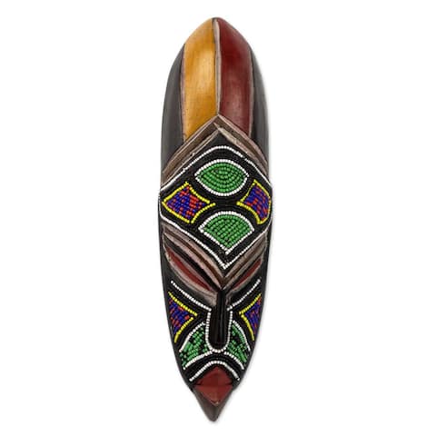 Handmade Samba Messenger Beaded Wood Mask (Ghana)
