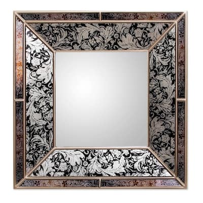 Handmade Mirror, 'Majestic' (Peru) - Black/Silver