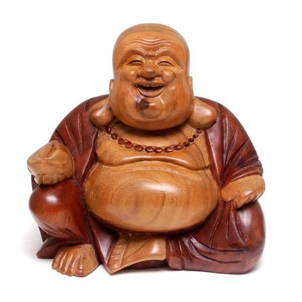 Handmade Wood Sculpture, Buddha Laughs (Indonesia)