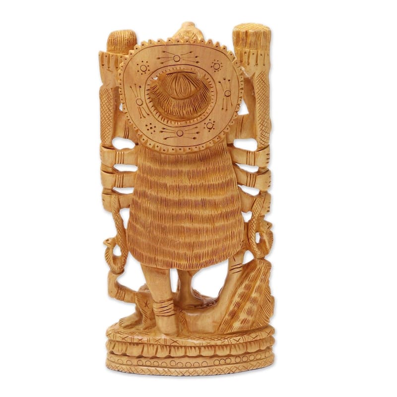Handmade Kali Goddess Of Destruction Wood Sculpture (India) - 7.75 H x 3.9" W x 1.6 D - 7.75 H x 3.9" W x 1.6 D - Brown