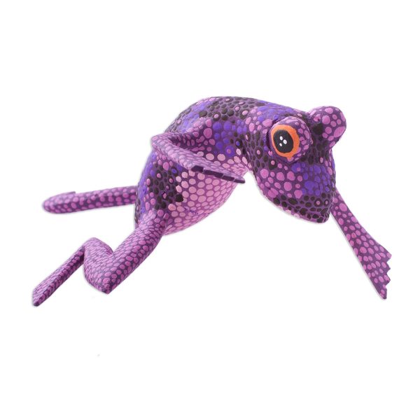 Wood Alebrije Sculpture, 'Ballerina Frog' (Mexico)