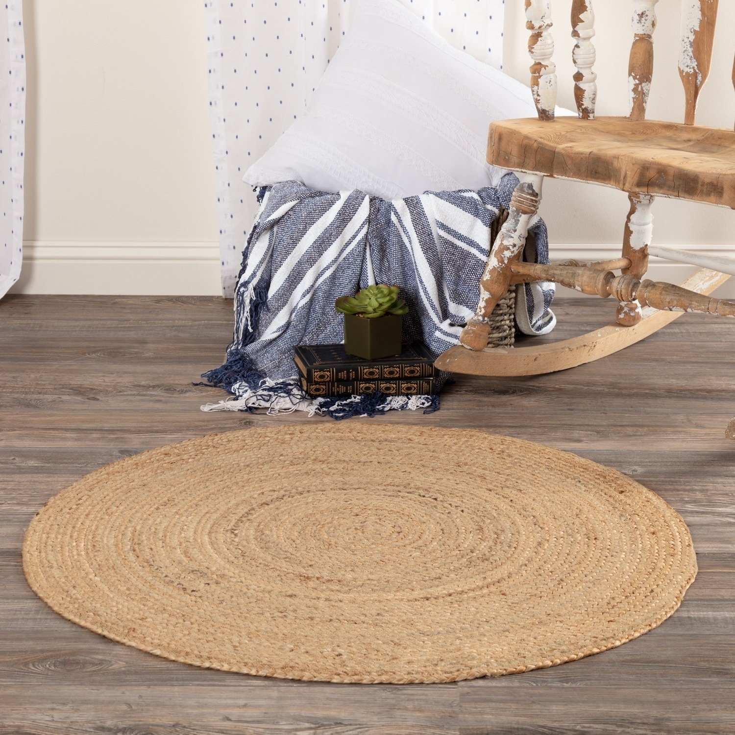 Tan Farmhouse Flooring VHC Harlow Rug Jute Round 8' x 8' Natural 8' x