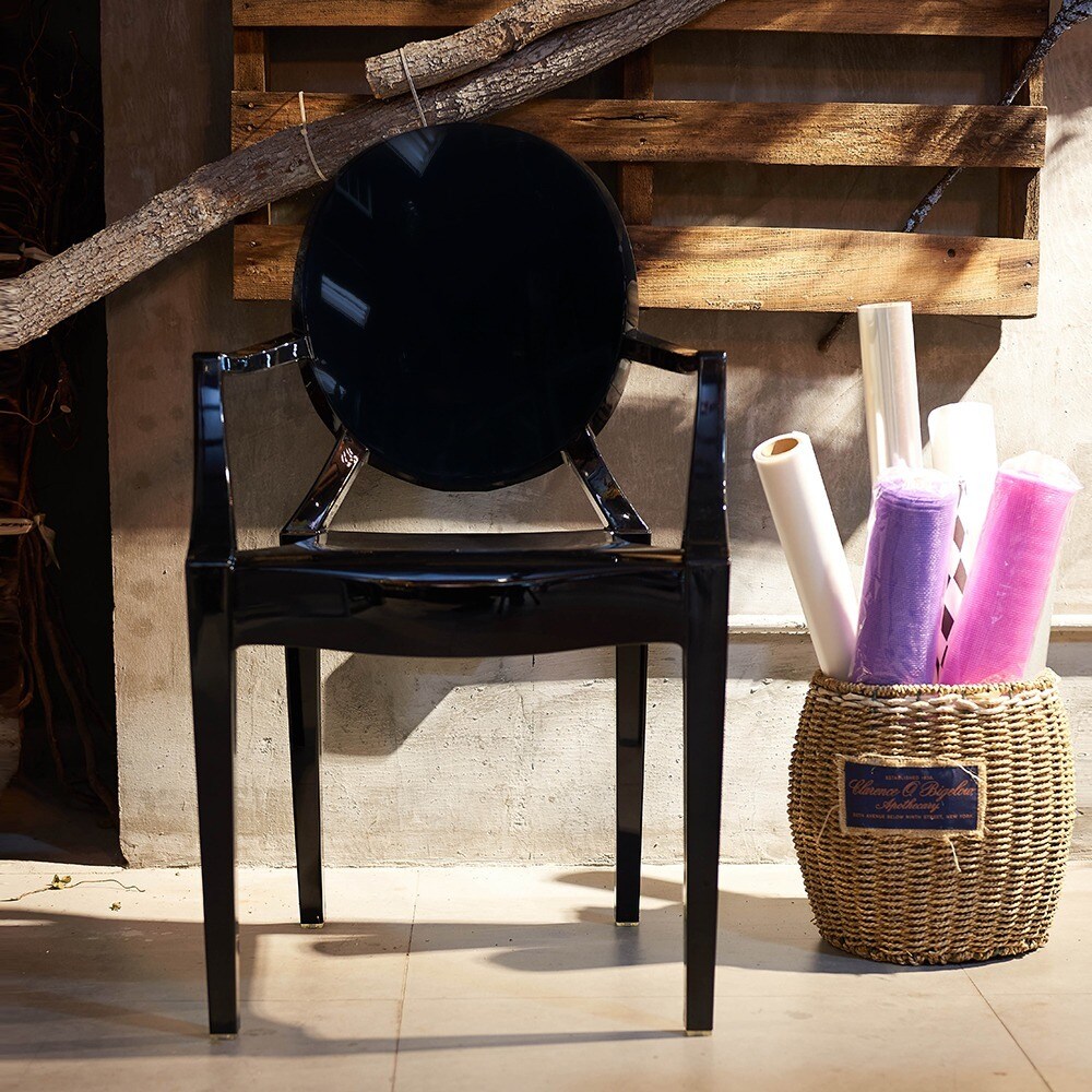 Warehouse of Tiffany Tamik Black Acrylic Dining Arm Chair (Set of 2) (Arm Chair Black Dining Set of 2)