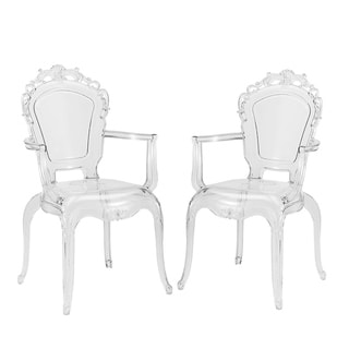 Warehouse of Tiffany Gittel Transparent Acrylic Arm Chair Dining Chairs - Set of 2 (Available in Clear or Amber) (Clear - Dining Chairs/Accent Chairs)