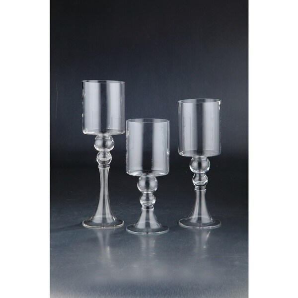 Clear Glass Candleholder Set