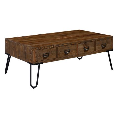 Serta Bryant Brown Wood Top Metal Legs 4-drawer Coffee Table
