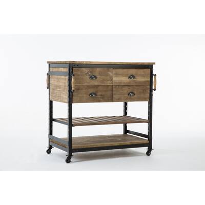 Industrial Hampton Wood and Metal Kitchen Island