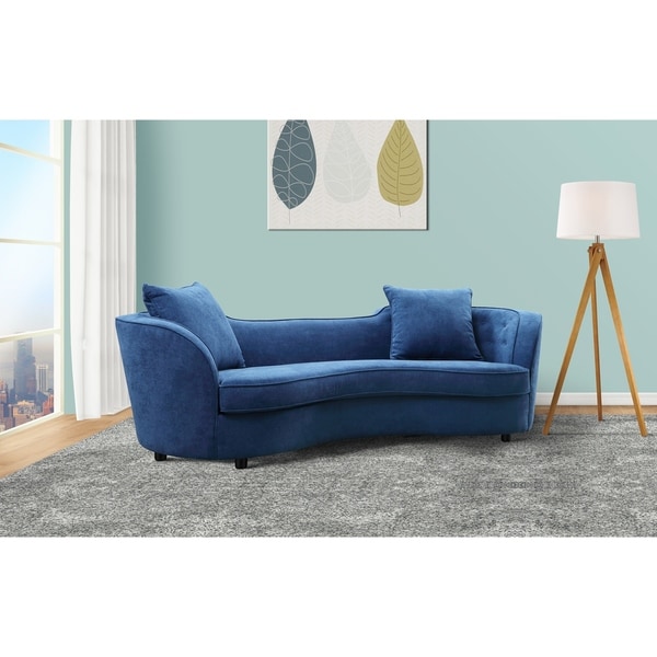 Armen Living Palisade Sofa In Blue Velvet With Brown Wood Legs Armen Living Palisade Sofa In Blue Velvet With Brown Wood Legs