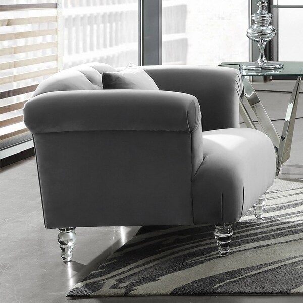 Armen Living Elegance Sofa Chair In Grey Velvet With Acrylic Armen Living Elegance Sofa Chair In Grey Velvet With Acrylic Legs