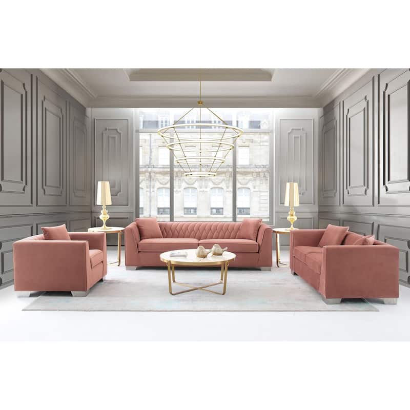 Armen Living Cambridge Velvet Sofa Chair in Stainless Steel