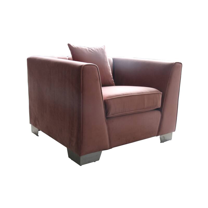 Armen Living Cambridge Velvet Sofa Chair in Stainless Steel