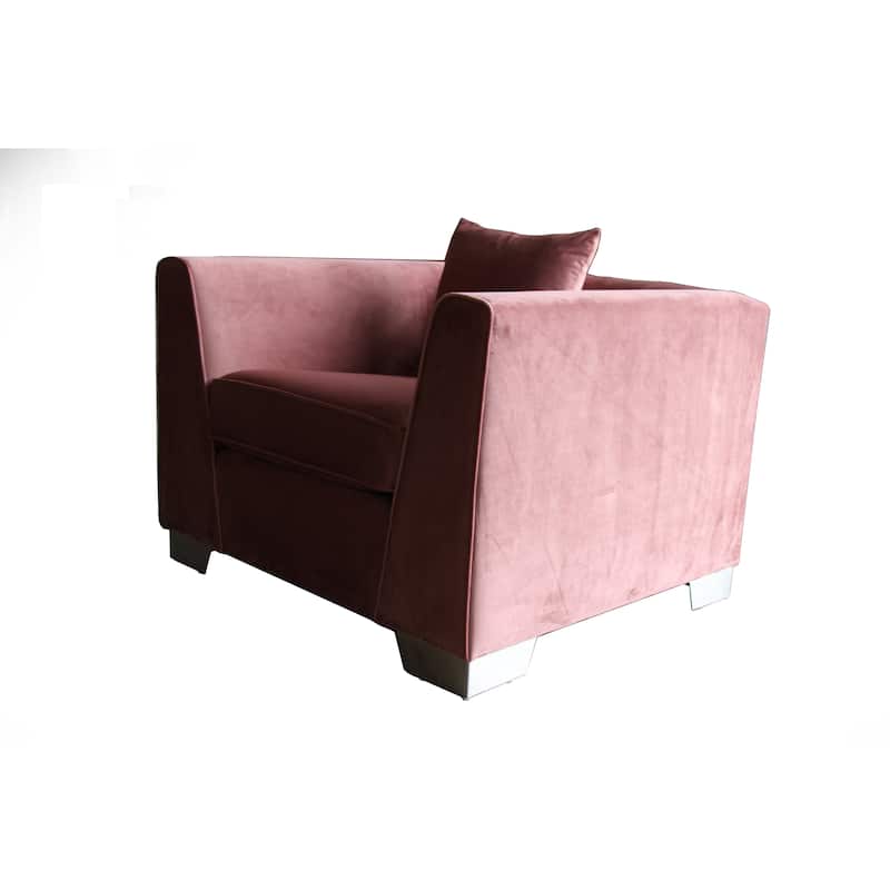 Armen Living Cambridge Velvet Sofa Chair in Stainless Steel