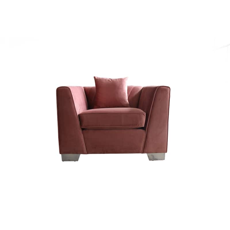 Armen Living Cambridge Velvet Sofa Chair in Stainless Steel