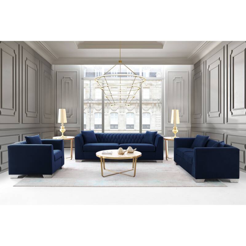 Armen Living Cambridge Velvet Sofa Chair in Stainless Steel
