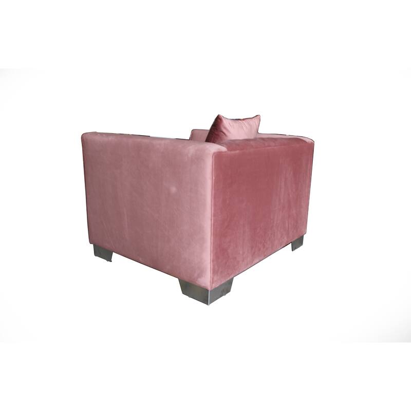 Armen Living Cambridge Velvet Sofa Chair in Stainless Steel
