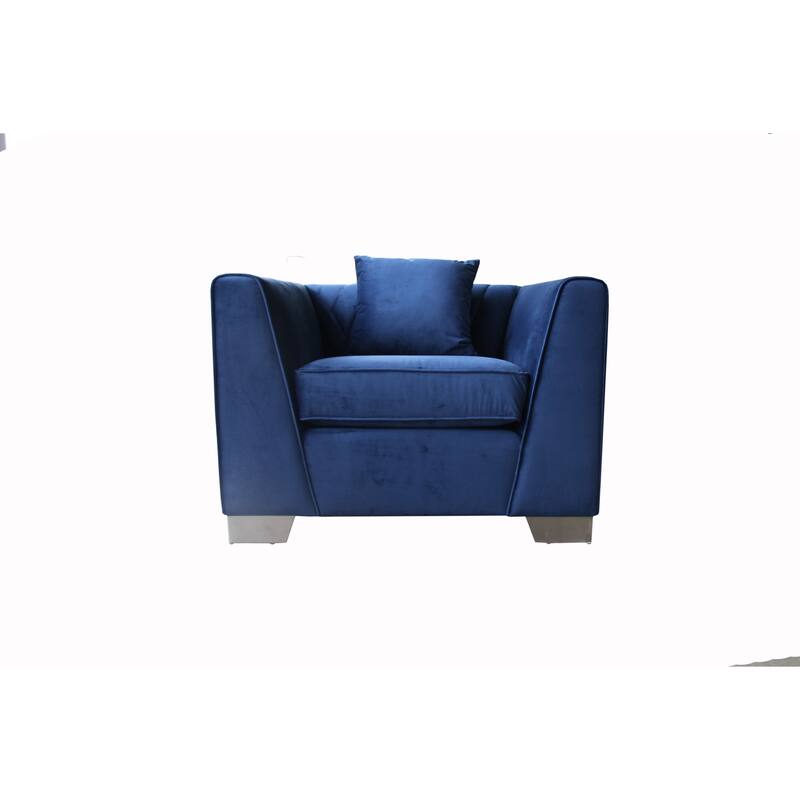 Armen Living Cambridge Velvet Sofa Chair in Stainless Steel