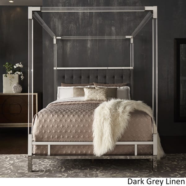 Shop Reid Acrylic And Chrome Canopy Bed With Tufted