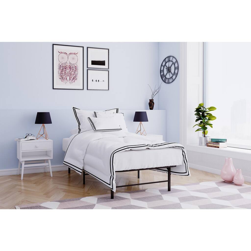 Avenue Greene Tara Black Metal Platform Bed Frame and Mattress Foundation