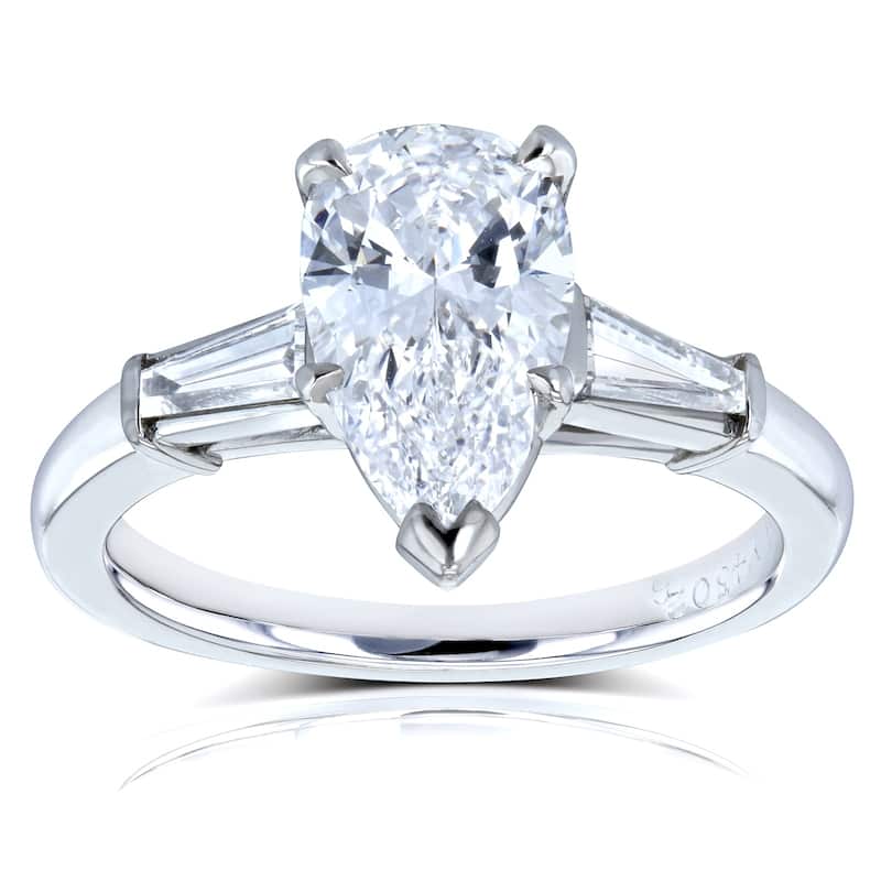 Van Cleef 2.11 Carat Flawless Natural Diamond GIA Certified Platinum Pear 3-Stone Ring (D, Internally Flawless)(D, VVS)