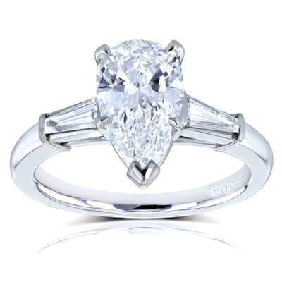 Van Cleef 2.11 Carat Flawless Natural Diamond GIA Certified Platinum Pear 3-Stone Ring (D, Internally Flawless)(D, VVS)