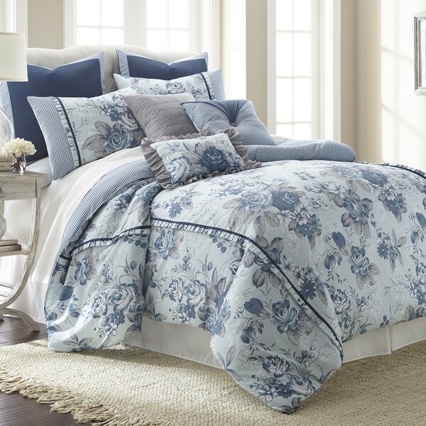 Amrapur Overseas 8-piece Floral Farmhouse King Size Comforter set (As ...
