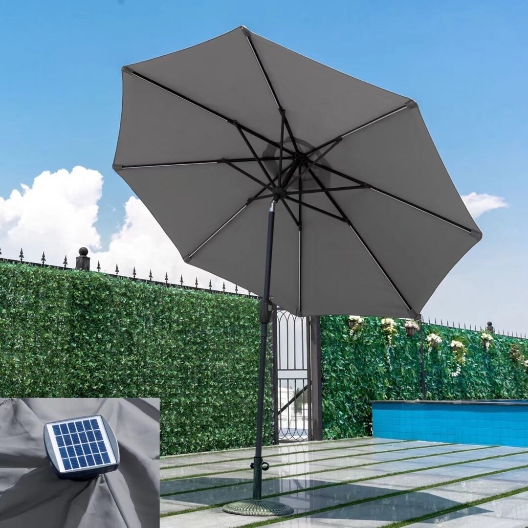 Shop 9 Ft Patio Solar Umbrella Led Tilt Deck Waterproof Garden Market Beach Overstock 19454856