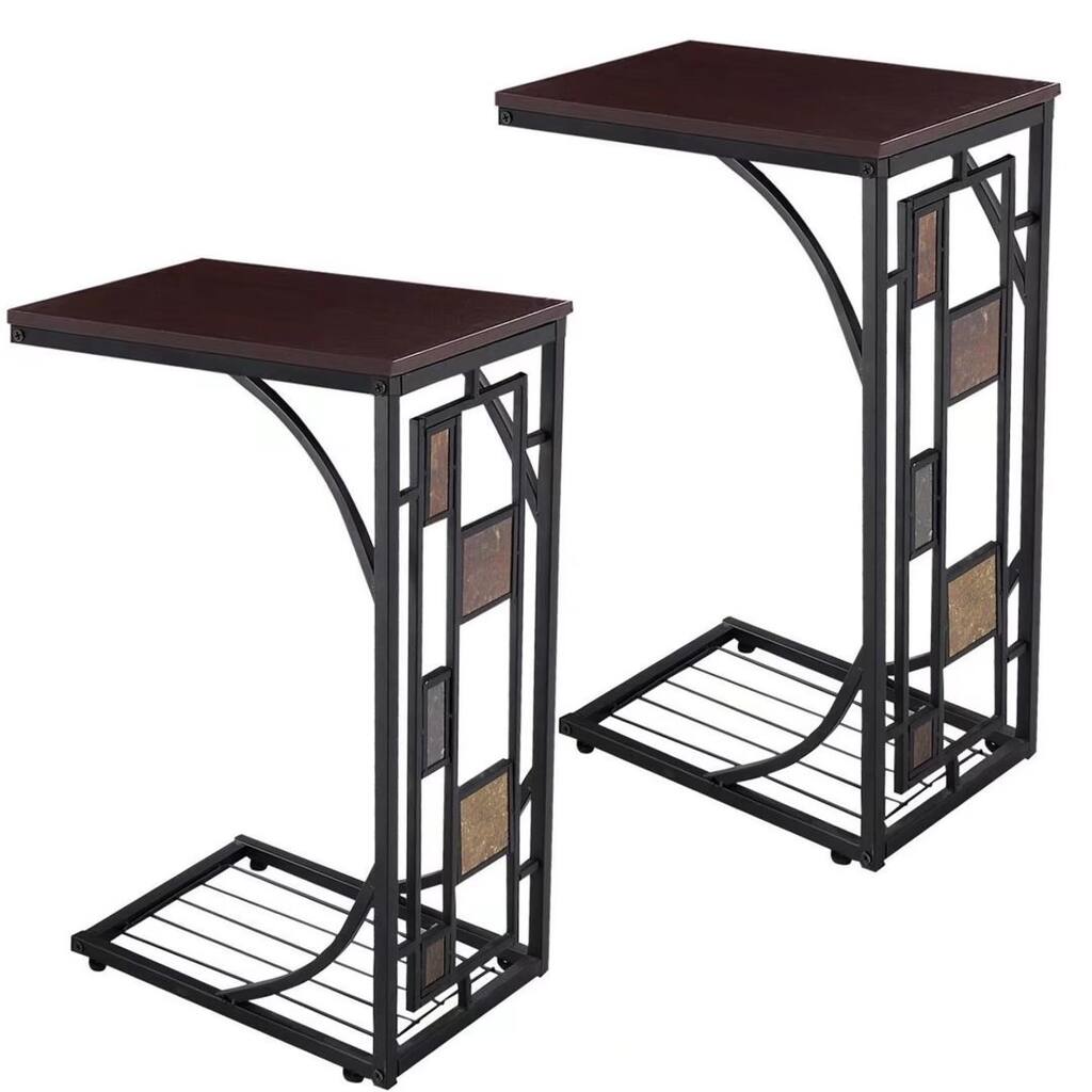 2PCS Coffee Tray Side Sofa Table Ottoman Couch Console End TV Lap