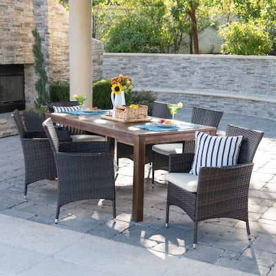 Christopher Knight Home Lincoln 7-Piece Wicker and Wood Dining Set