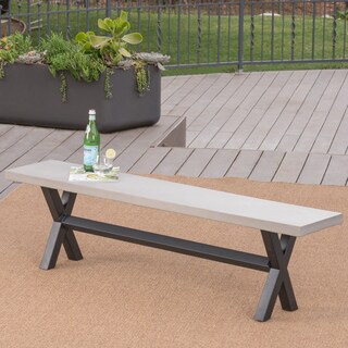 Goleta Outdoor Concrete Dining Bench by Christopher Knight Home