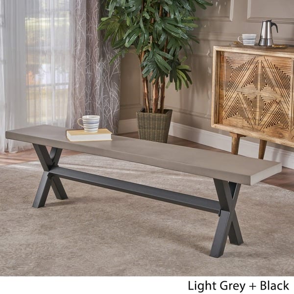 Mayla Concrete Dining Bench by Christopher Knight Home Bed Bath