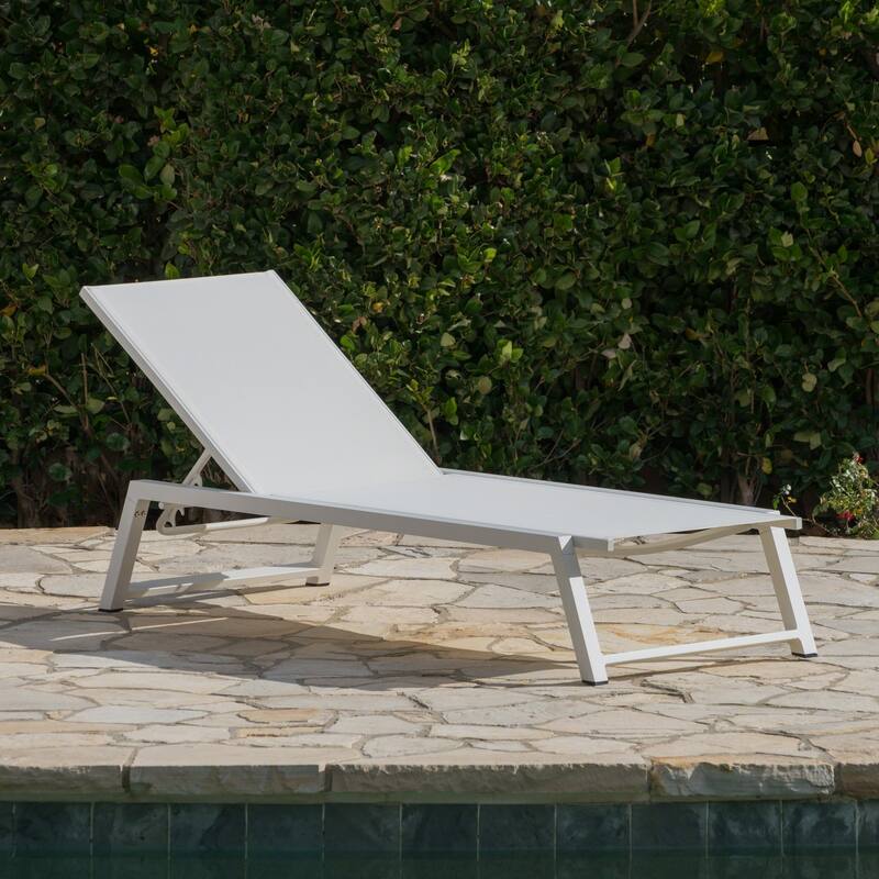Myers Outdoor Aluminum Mesh Chaise Lounge by Christopher Knight Home - White