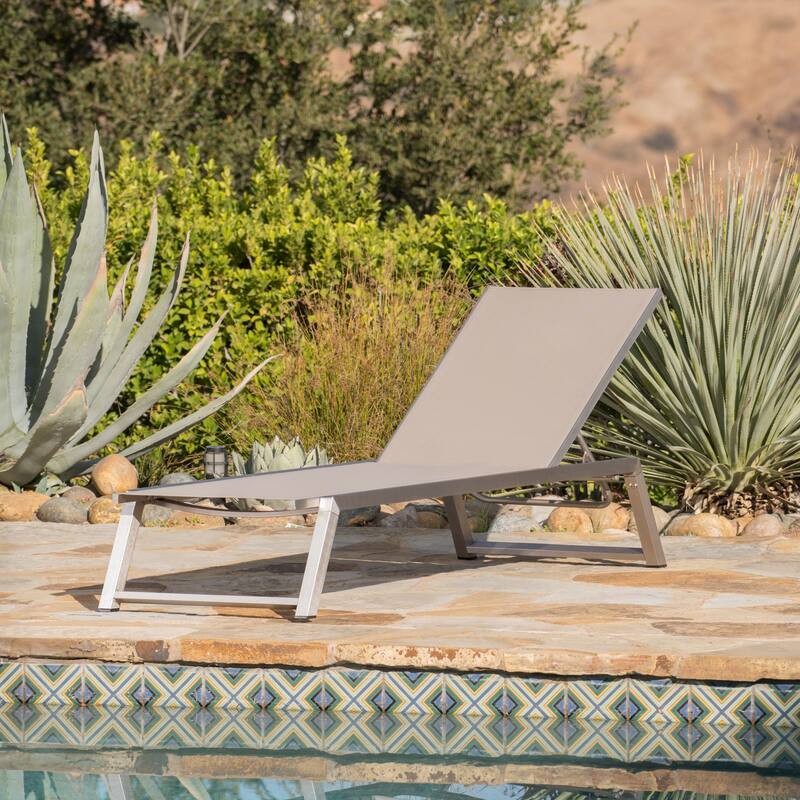 Myers Outdoor Aluminum Mesh Chaise Lounge by Christopher Knight Home