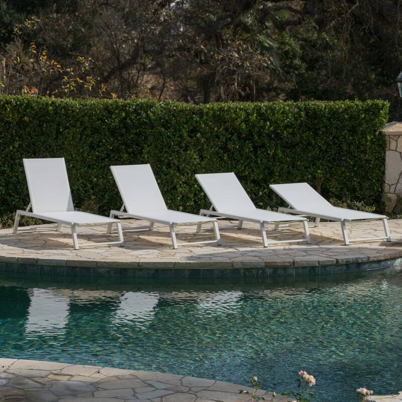 Myers Outdoor Aluminum Mesh Chaise Lounge (Set of 4) by Christopher Knight Home