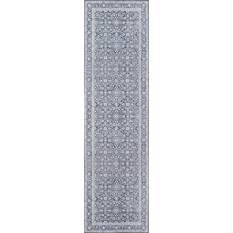 Momeni Afshar Polyester Traditional Area Rug - 2'3" x 7'6" Runner - Charcoal - Rectangle