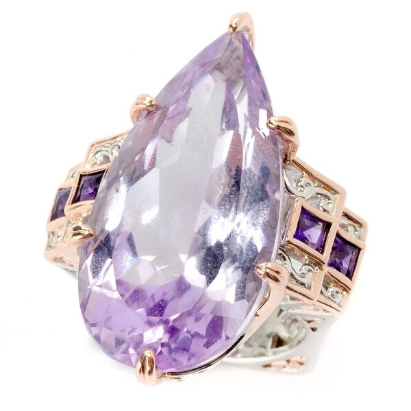 Shop Michael Valitutti Palladium Silver Pear Shaped Pink & African Amethyst Elongated Ring - On ...