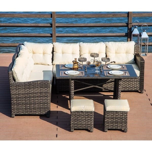 Patio Festival Monte Carlo Wicker Dining Sofa Set W Patio Festival Monte Carlo Wicker Dining Sofa Set W Cushions