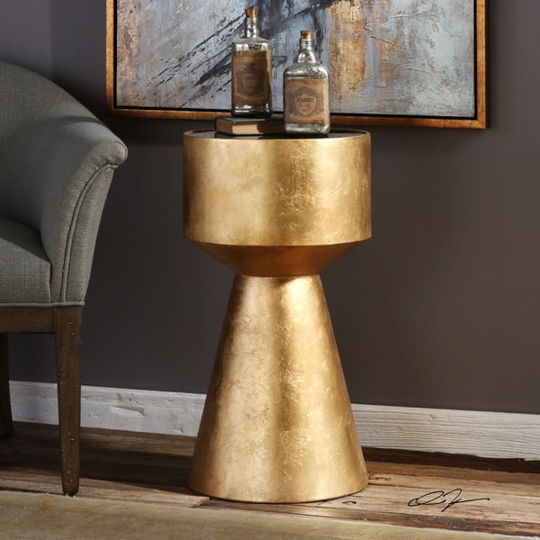 Metal Accent Table 23 h X 20 w 20 d Gold Modern Contemporary Transitional Round Goldtone Finish Metal Accent Table 23 h X 20 w 20 d Gold Modern Contemporary Transitional Round Goldtone Finish