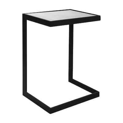 Uttermost Windell Black Iron on Glass Cantilever Side Table