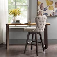 Madison Park Irvine High Wingback Button Tufted Upholstered 32-Inch Swivel Bar Stool with Nailhead Accent 2-Color Option