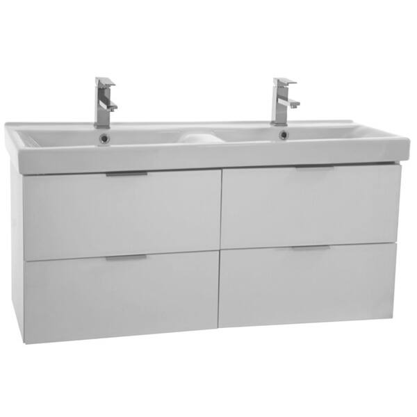 Shop Arcom Df02 Wall Mounted 47 Inch Ash White Vanity Cabinet With